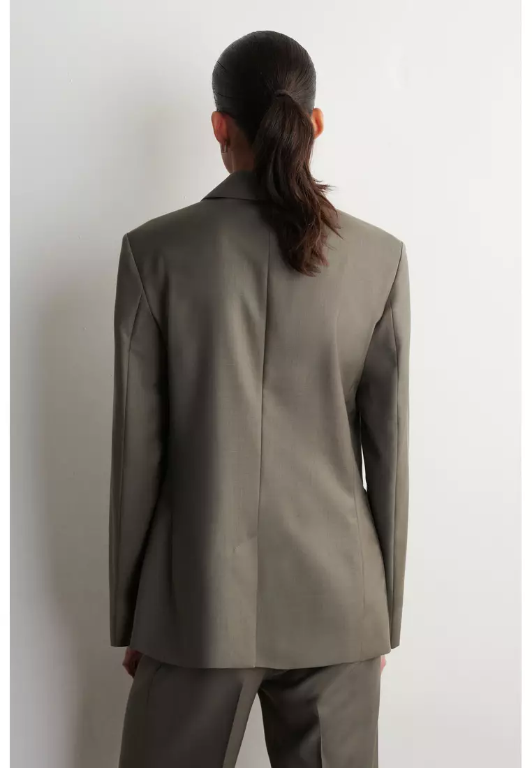 DOUBLE-BREASTED WOOL-TWILL BLAZER