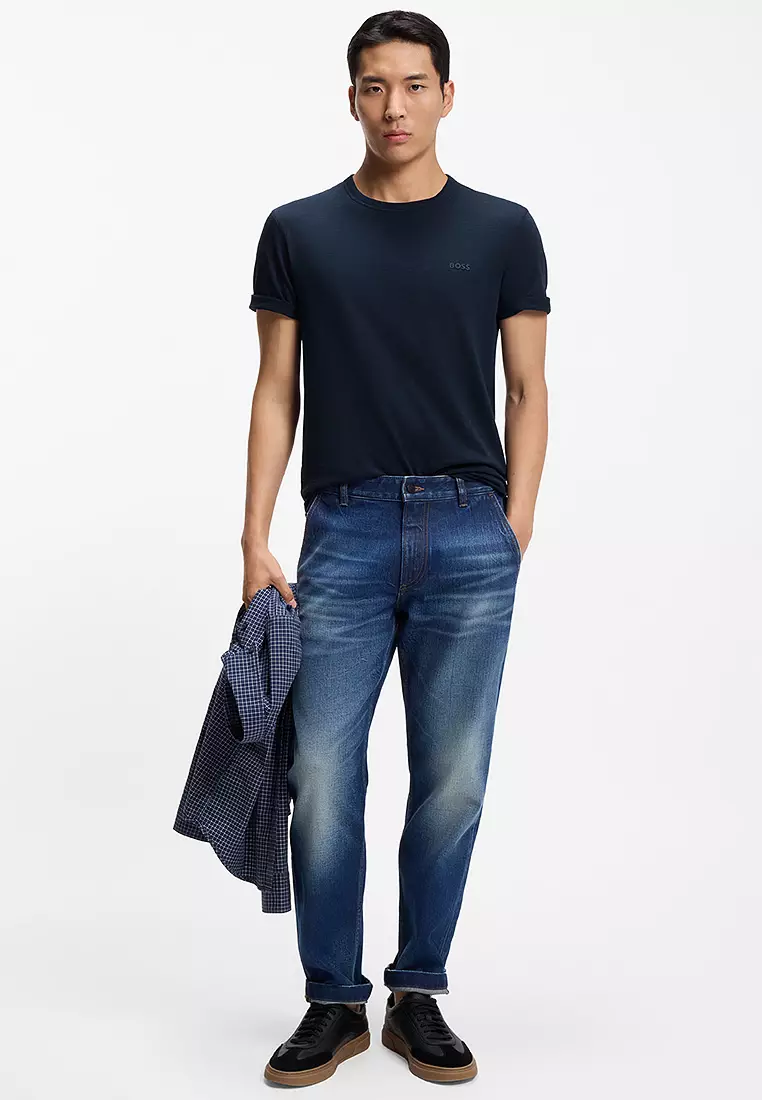 Logo Slub Cotton T-Shirt - BOSS Orange