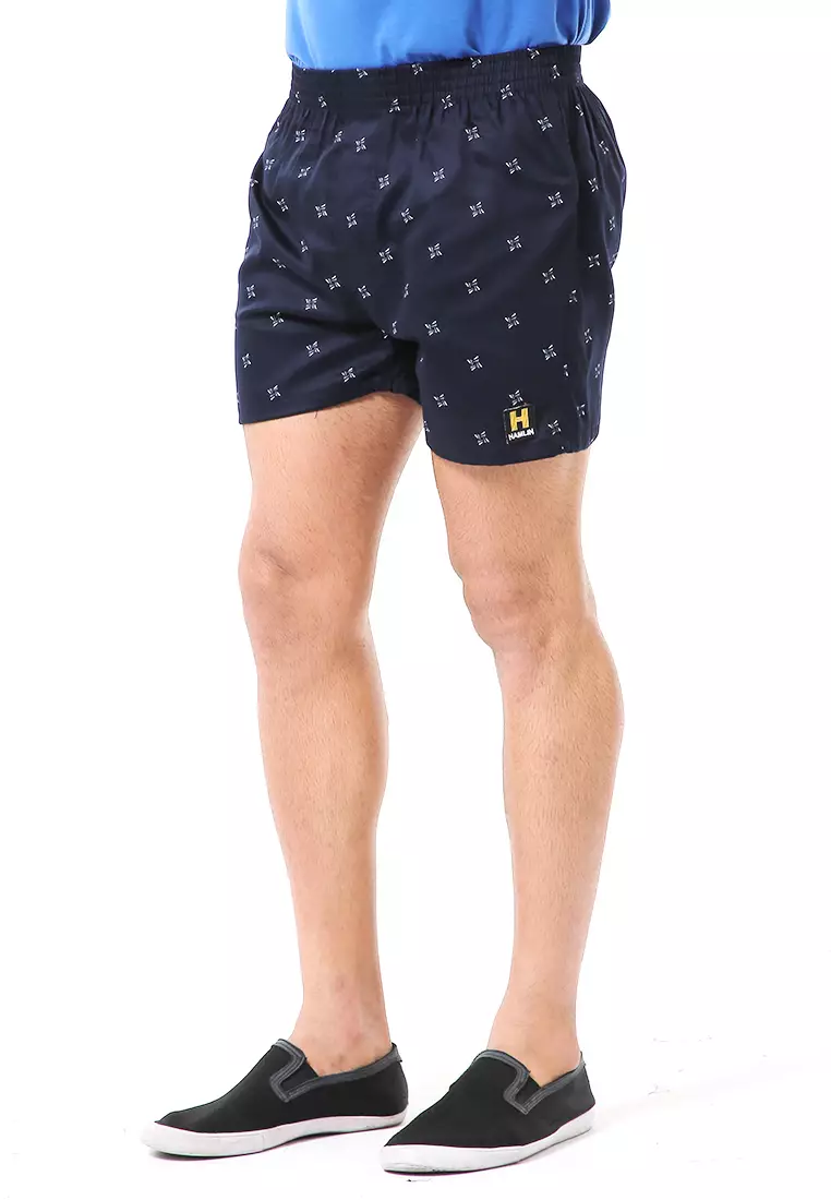 Grissham Celana Pendek Pria Short Boxer Stylish Motif Bunga Material Cotton ORIGINAL - Navy