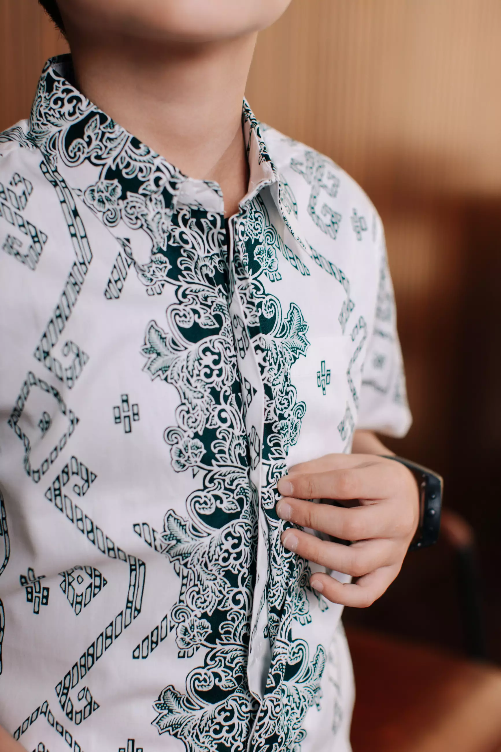 Adyatma Renjana Green White Putih Kemeja Batik Anak Pria Kemeja Batik Anak Cowok Katun