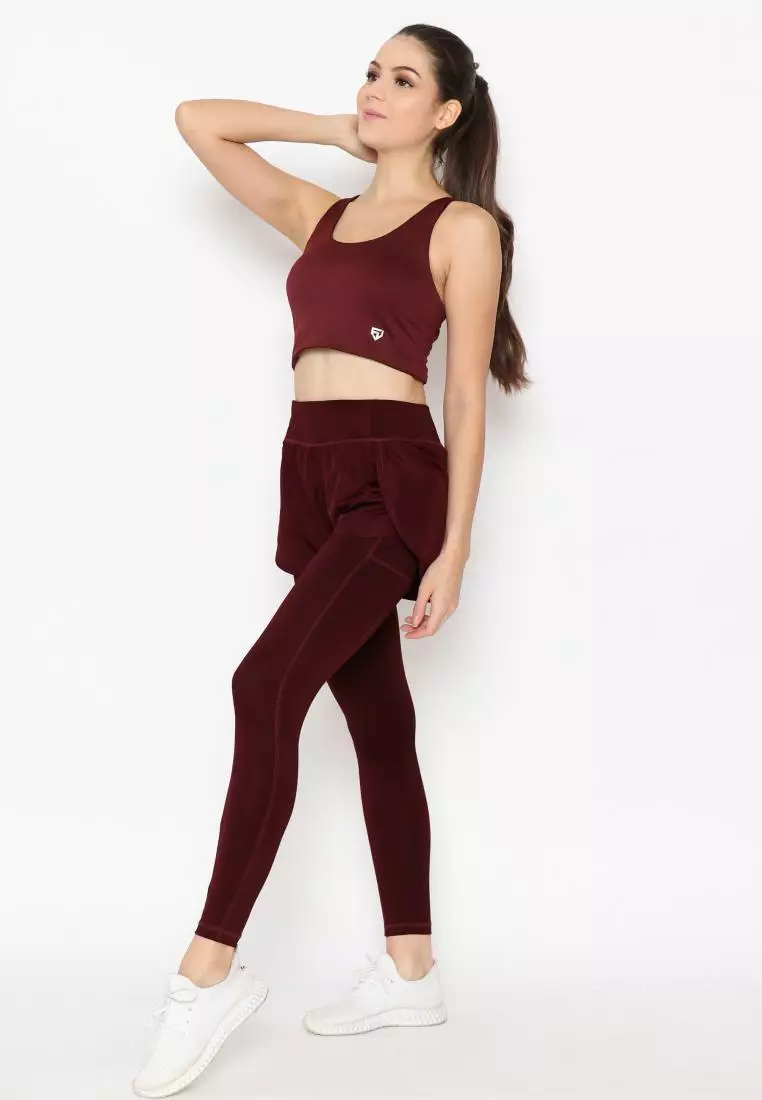 Fitwear Celana Pendek Lari + Legging Olahraga Big Size Wanita CHELSIA Core Series Big Size - MAROON