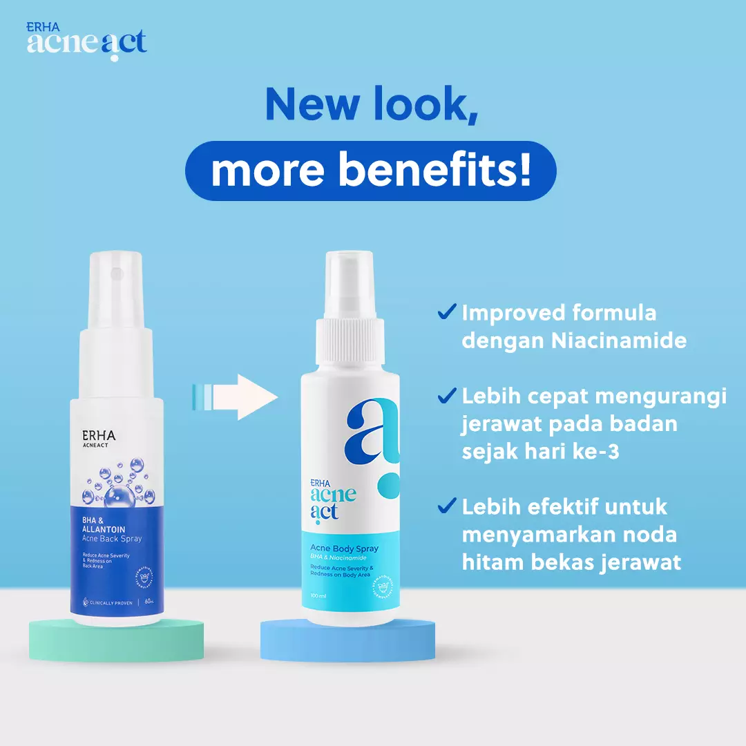 ERHA Acneact BHA & Allantoin Acne Body Spray 100ml - Perawatan Jerawat Badan Anti Gatal Niacinamide