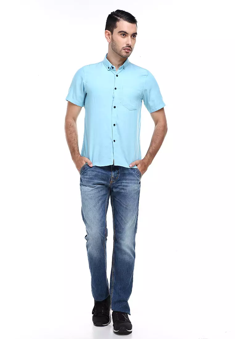 Dwan Casual Shirt Kemeja Polos Pria Lengan Pendek Kasual Formal Material Cotton ORIGINAL - Turqish