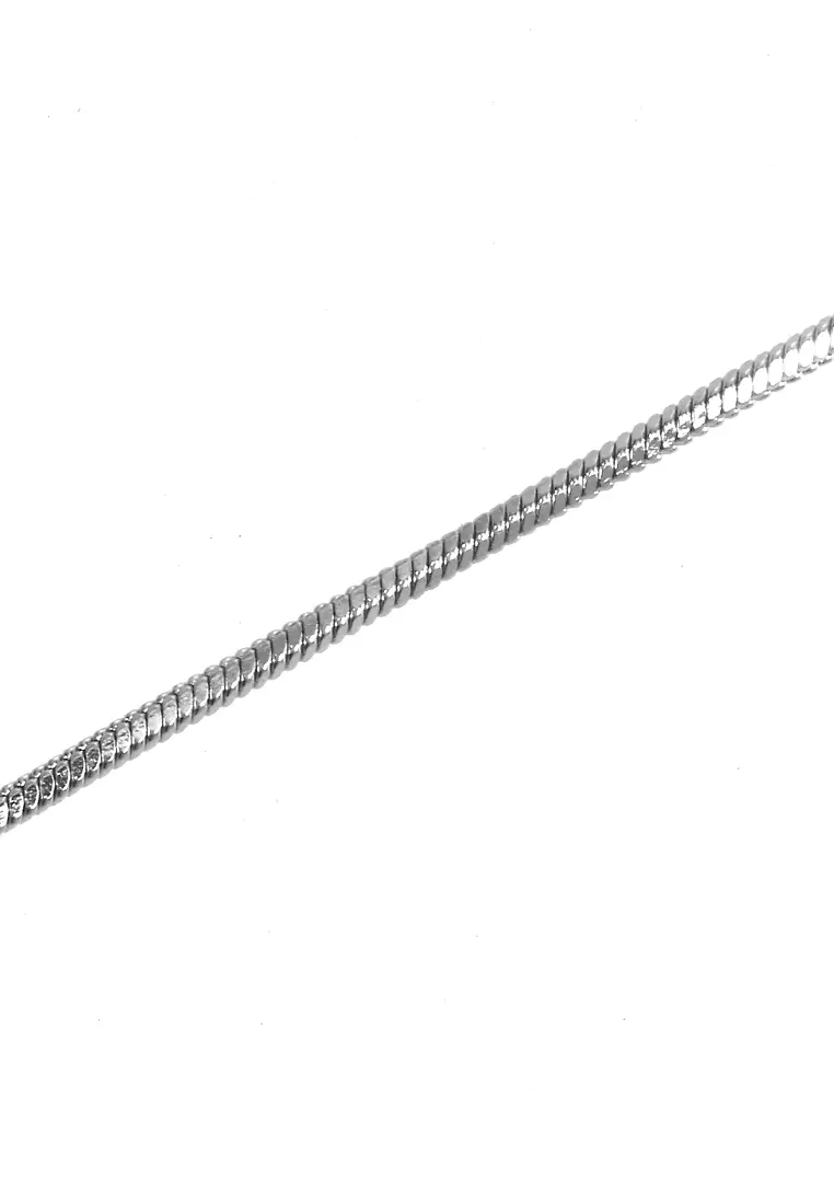 Ainsley Aksesoris Fashion Kalung Pria Wanita Necklace Desain Rantai Ular Minyak Material Titanium ORIGINAL - Silver