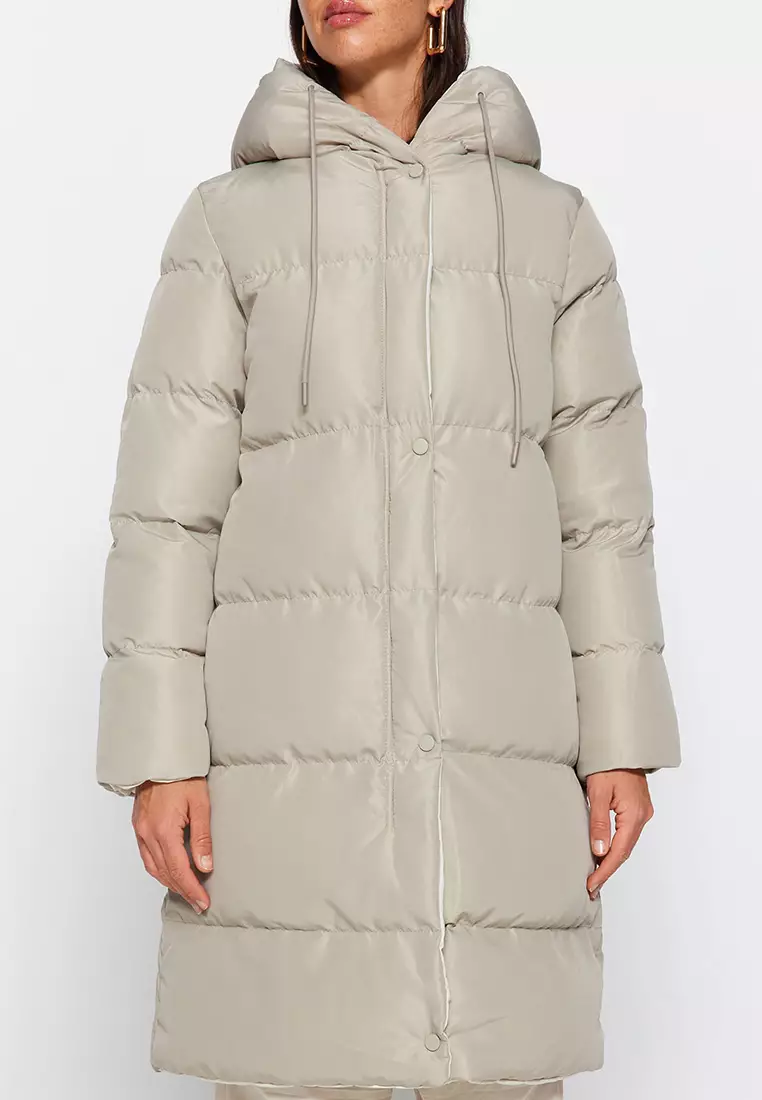 Mink-Stone Double-Sided Regular Fit Hooded Water Repellent Long Down Coat Twoaw23Mo52
