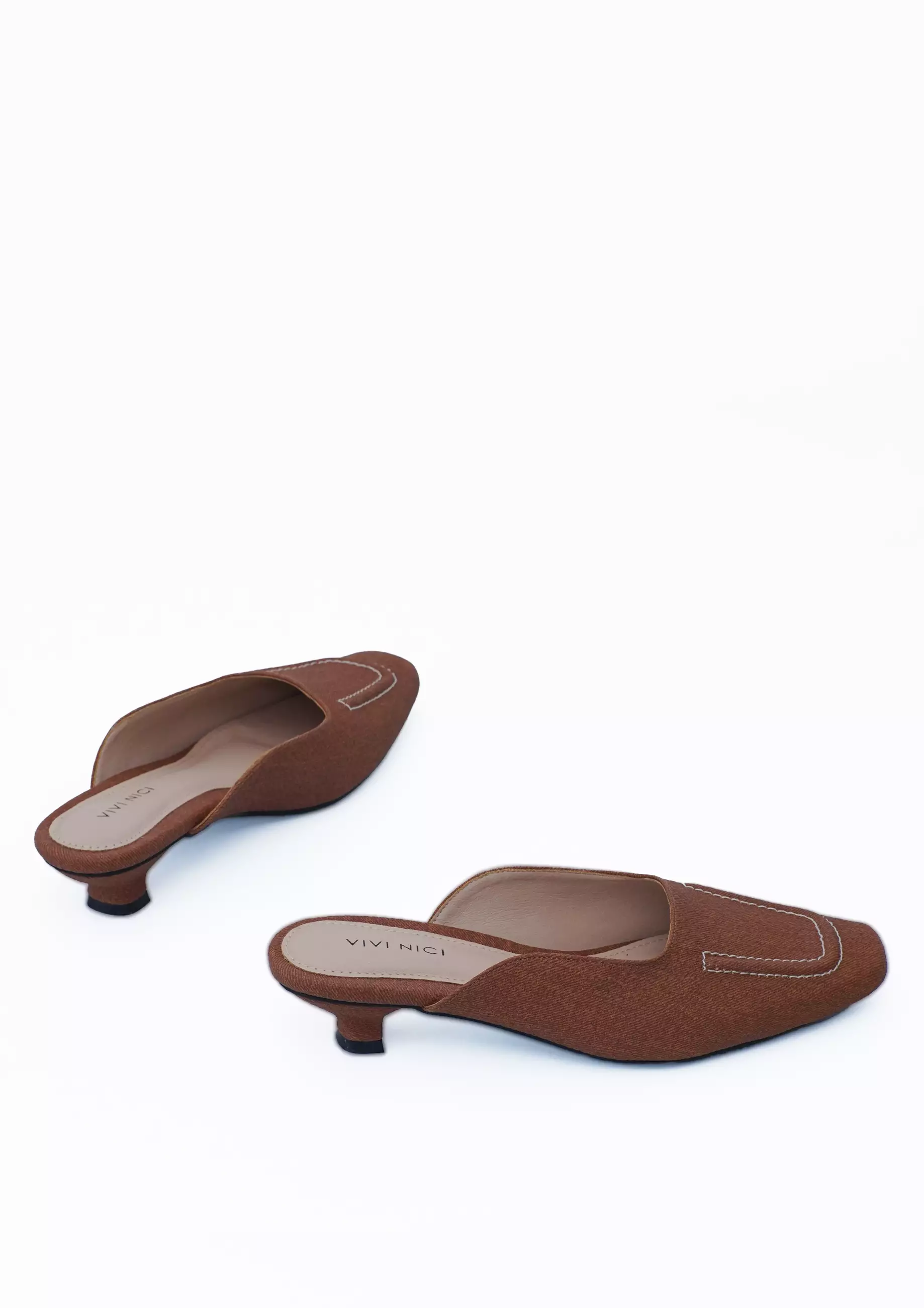VIVI NICI - Darlene Sepatu Mules Wanita Hak 3 cm Downtown Brown