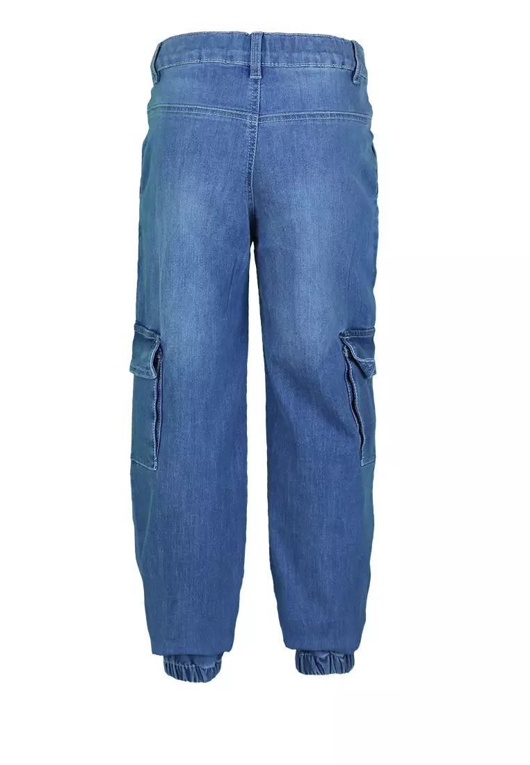 Pito Dito Girl Halda Celana Panjang Cargo Anak Biru Denim - Size 4