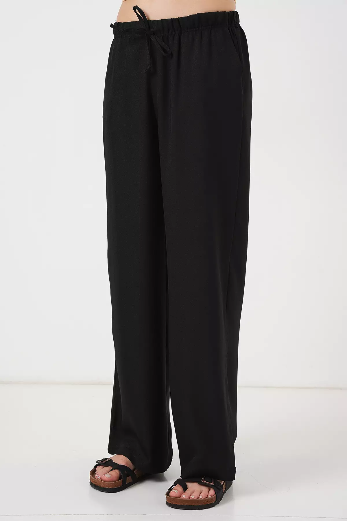 Wide Leg Linen-Look Trousers