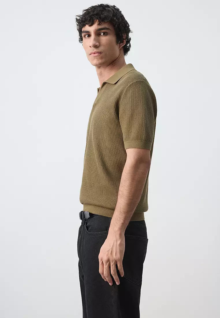 100% Cotton Knitted Structure Polo Shirt