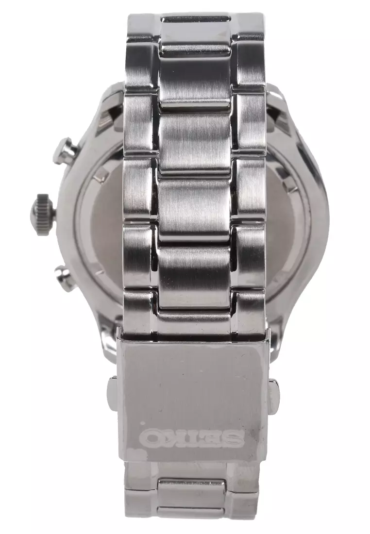 Seiko Chronograph Perpetual Neo Classic Alarm - Jam Tangan Pria - Silver - Stainless Steel Bracelet - SPC123P1
