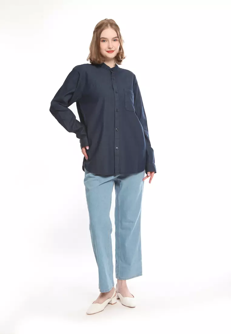 Tunik Denim Krah Mandarin KT282308