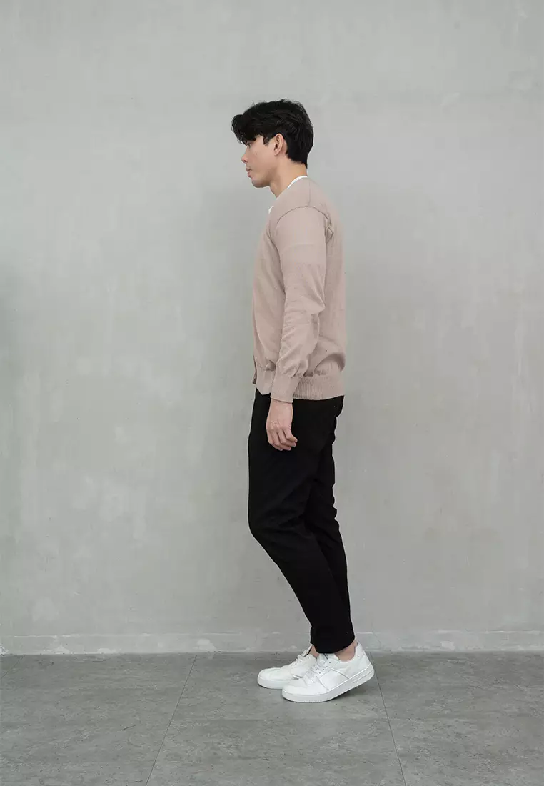 Cardigan Pria Oversize Sweater Korea Big Size Jumbo Krem