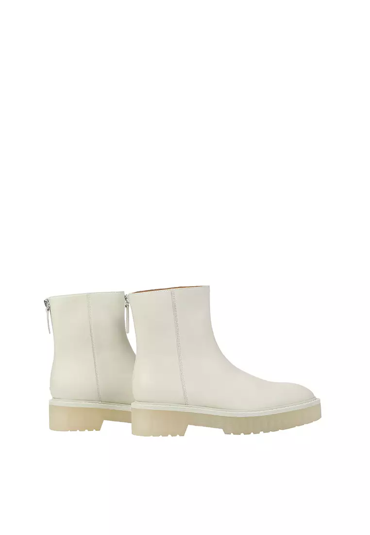BERACAMY Zip Ankle Boots - White