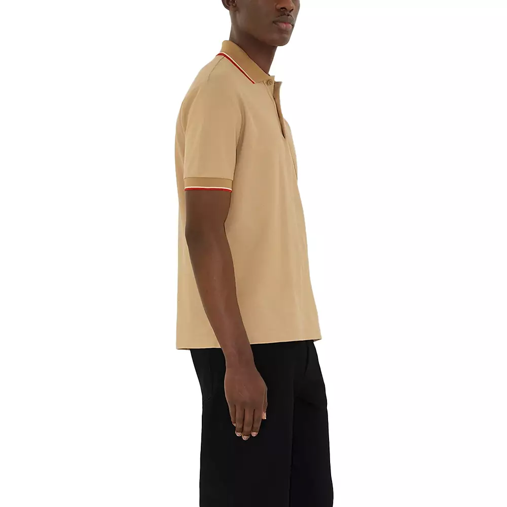 [5.5UPER DEALS] Logo Collar Cotton Polo Shirt Flax
