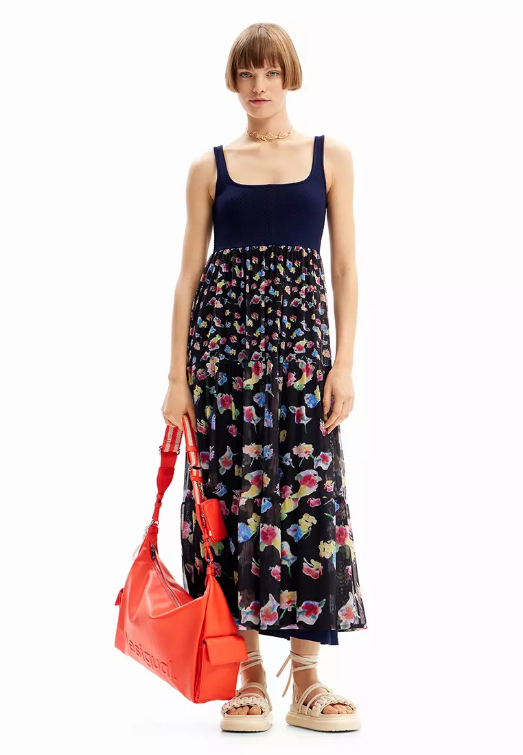 Desigual Woman Combination floral midi dress.