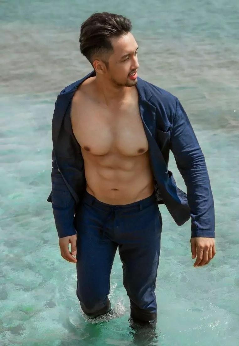 Durban Setelan Blazer Celana Linen Pria Biru Navy - Linen Blazer Set for Men Navy