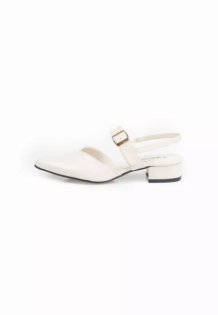 SEIS shoes Zoya Mules Wanita Heels 3 cm CREAM