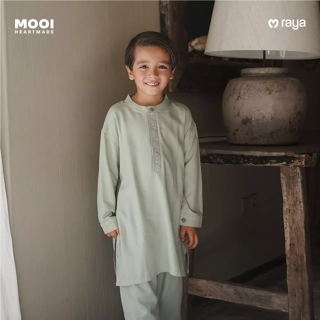 Mooi Rais Koko Set Setelan Koko Anak - Dusty Blue