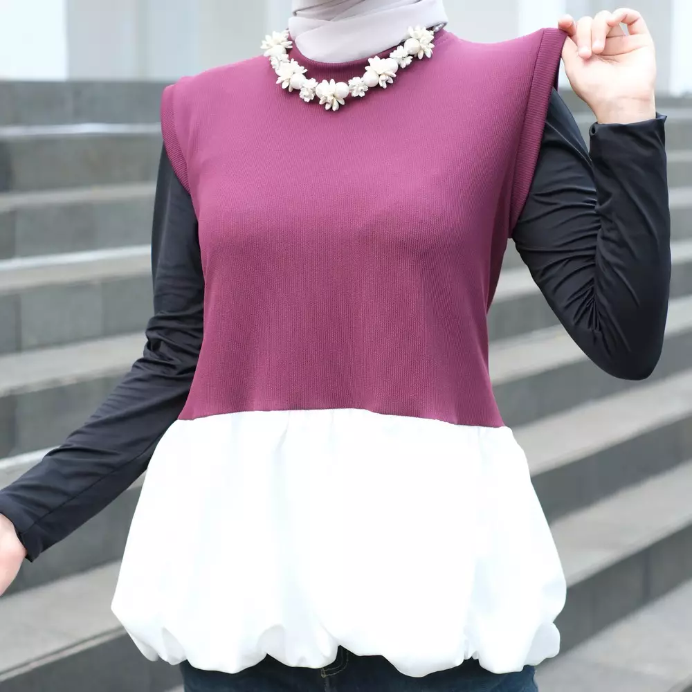 Fhia Balloon Top - Kutung Maroon M19715 R43S6