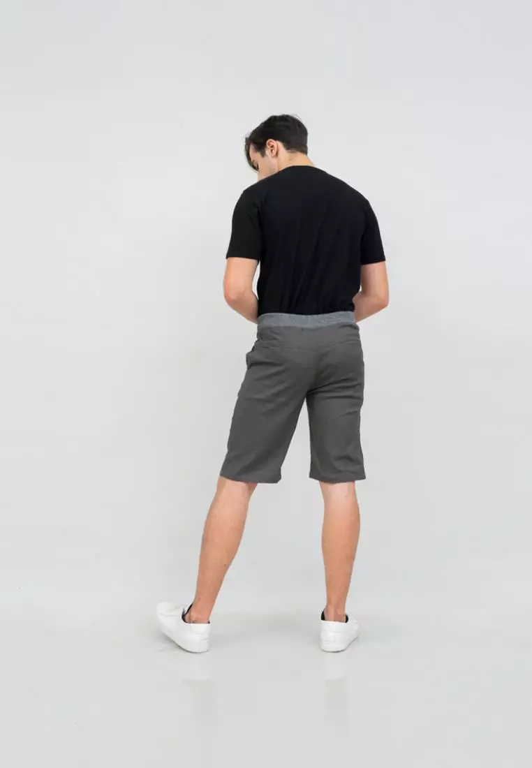 Celana chino pendek cino slim fit PINGGANG KARET Abu abu houseofcuff