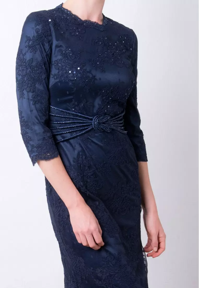 Charming Three quarter Sleeves Lace Evening Gown