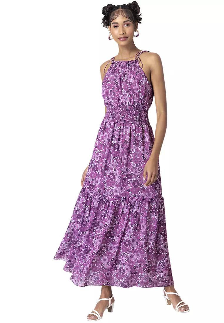 Purple floral maxi dress online