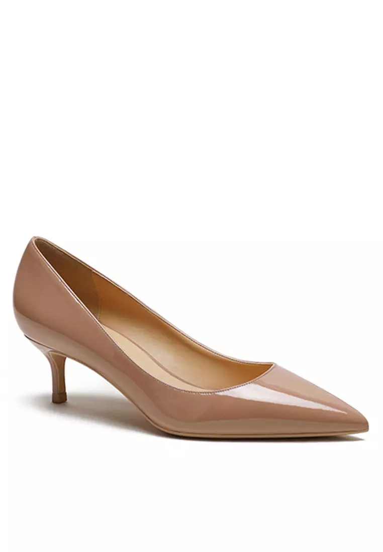 5CM Patent Pointed Mid Heel Shoes HZL150