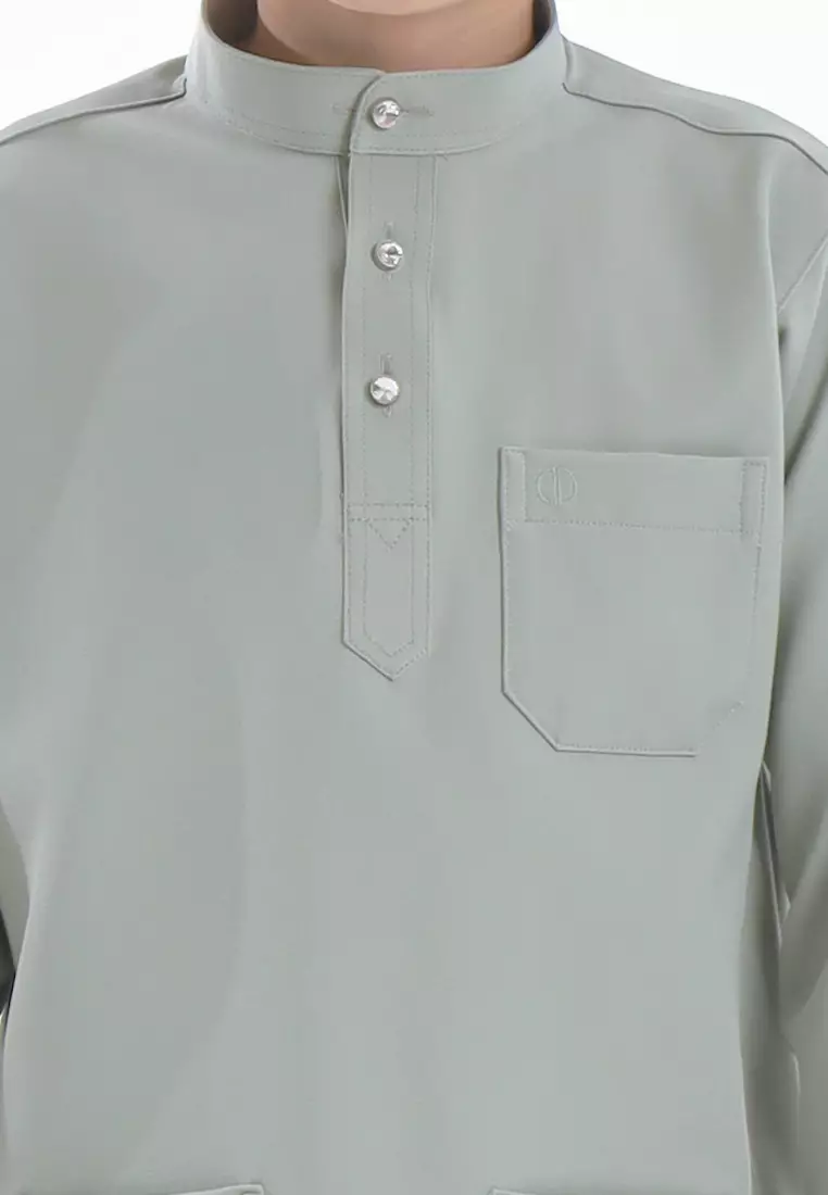 Alain Delon Baju Melayu Cekak Musang Budak - 19026501-40SageGreen