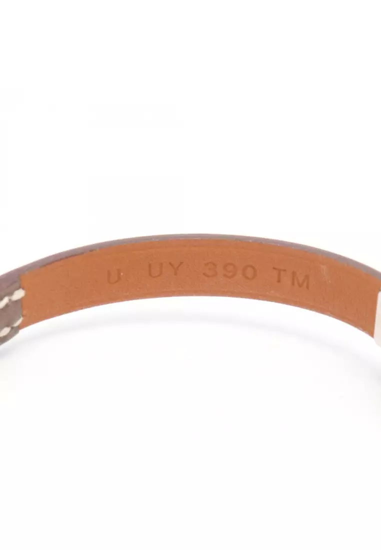 Pre-Loved Hermès Rival mini bracelet Veau Swift Gray brown U stamp
