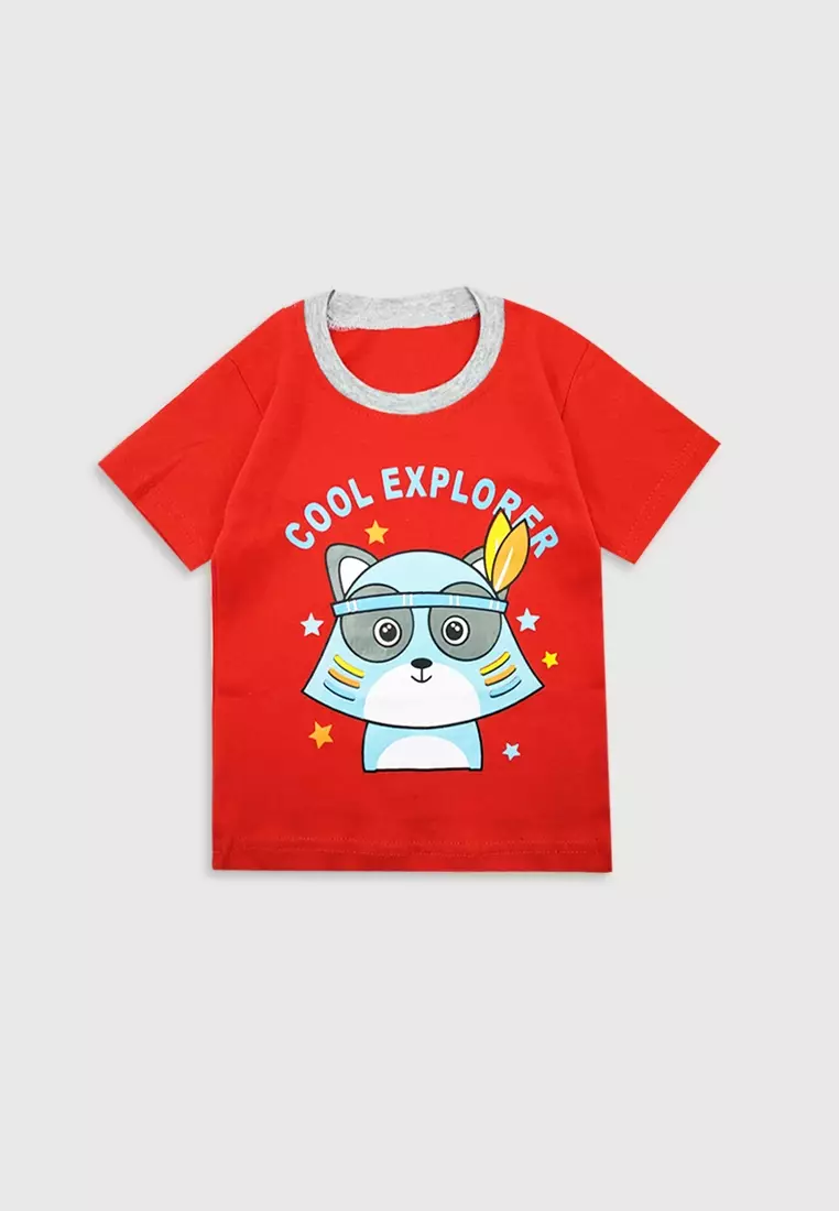 Wakakids Baju Bayi Anak Laki Laki Setelan Celana Jeans Cool Explorer 3357 Merah