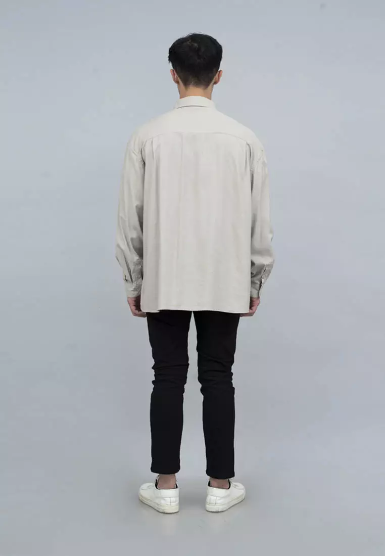 Houseofcuff Kemeja Pria Oversize/Outer Linen Look Unisex Abu Muda