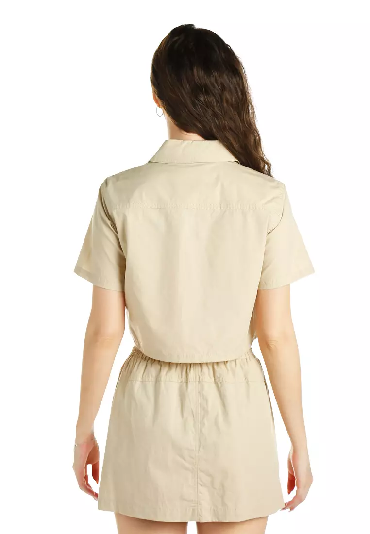 Flap Pocket Poplin Cargo Jacket in Cream