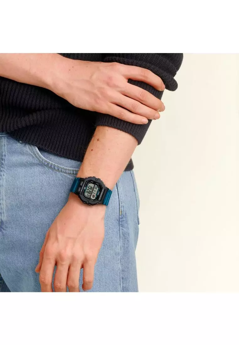 Men's Digital Watch WS-1400H-3AV Blue Resin Strap Watch for Men