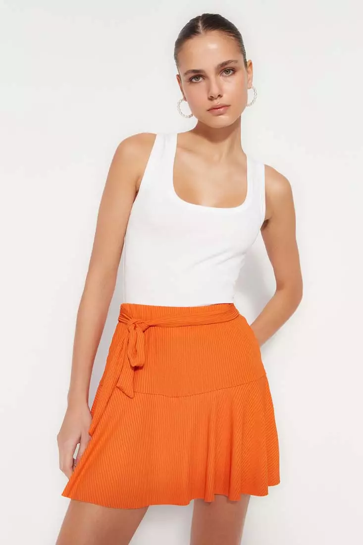 High Waist Elastic Skort