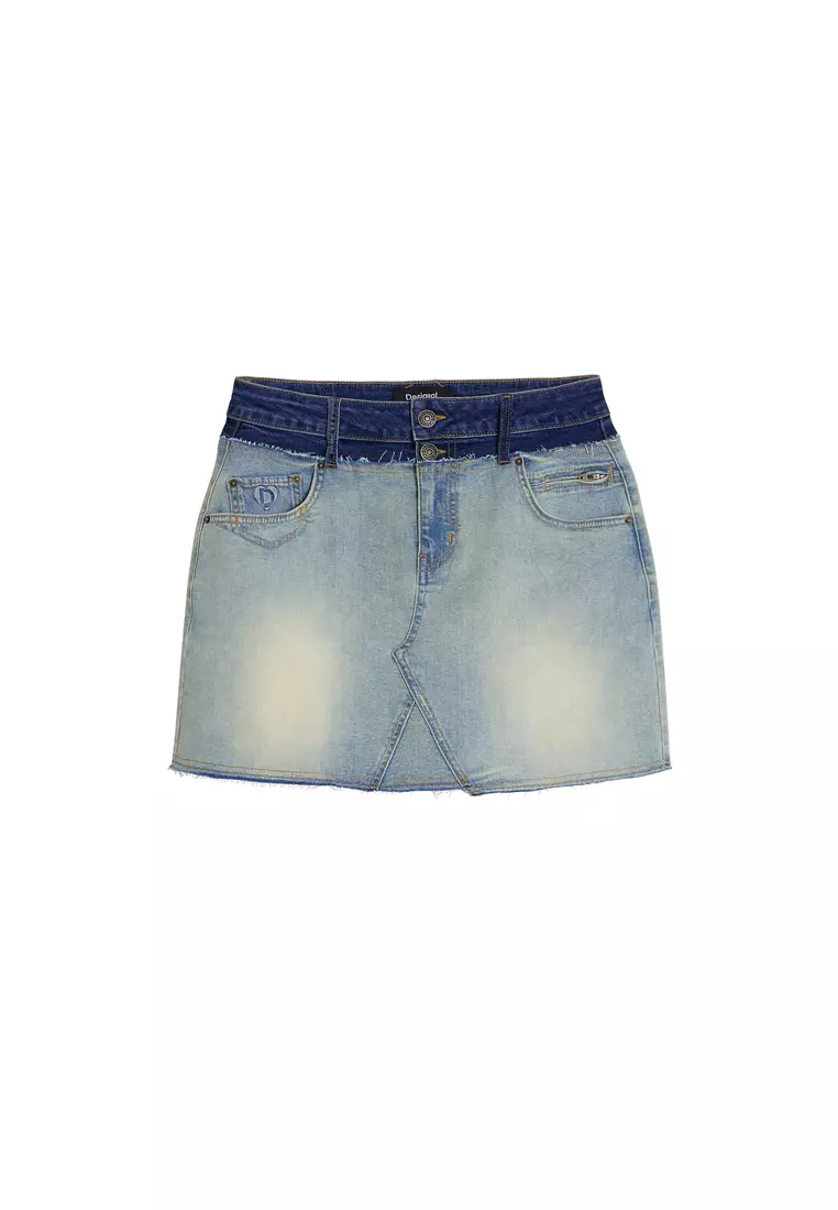 Double waist denim skirt