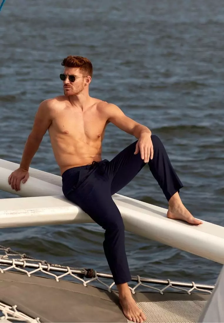 Naples Celana Panjang Linen Pria  Navy| Linen Long Pants Men Navy