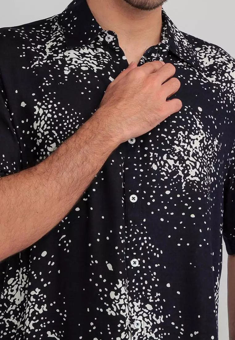 Nade Japan NTA70 Kemeja MKM Men Basic Splatter Navy