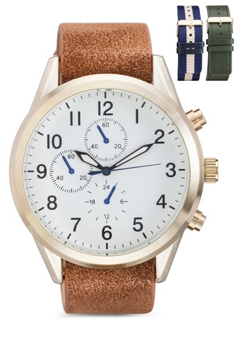 Pesco 數字顯示圓框手錶, 錶esprit旗艦店類, 男裝手錶
