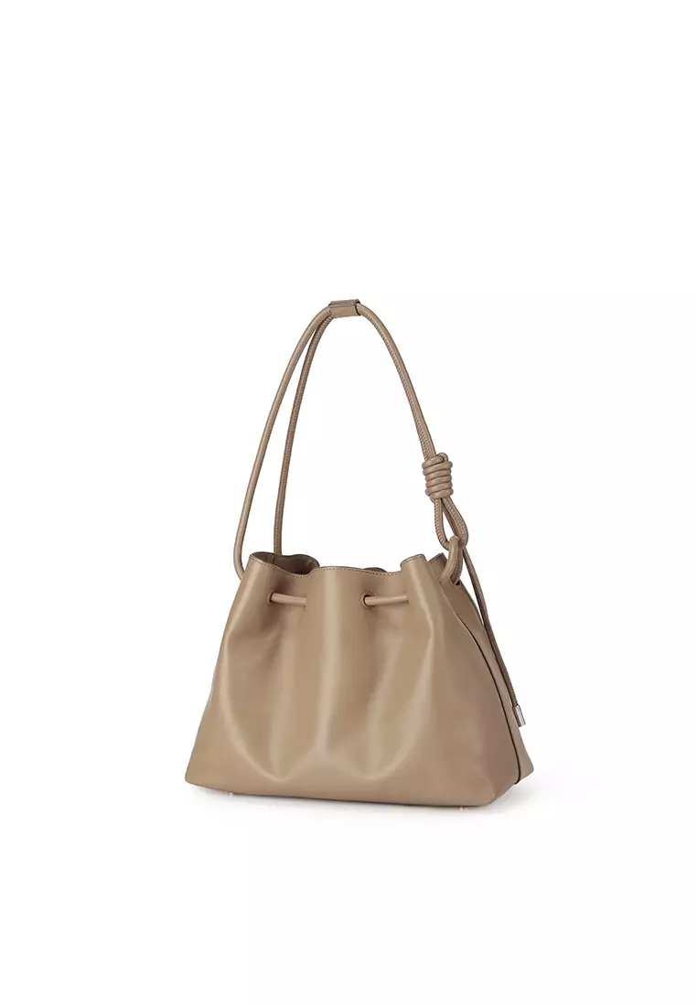 ELIANA Knotty Ruched Two-Way Bag - Milkshake Latte