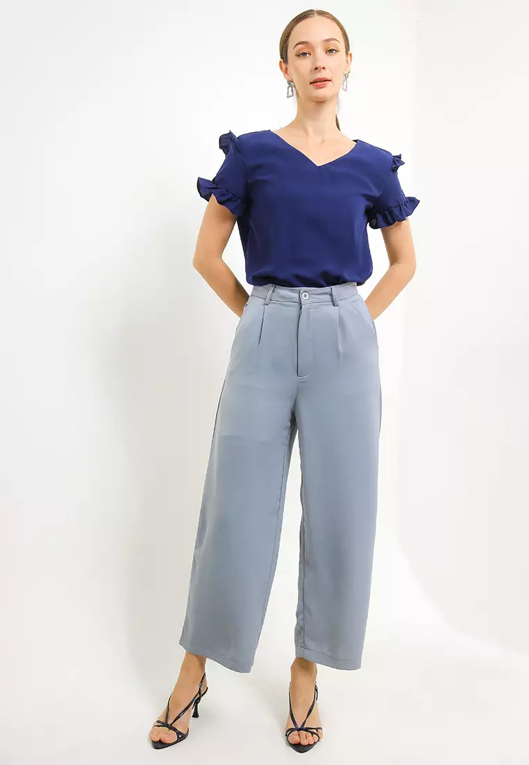 V-Neck Ruffle Blouse