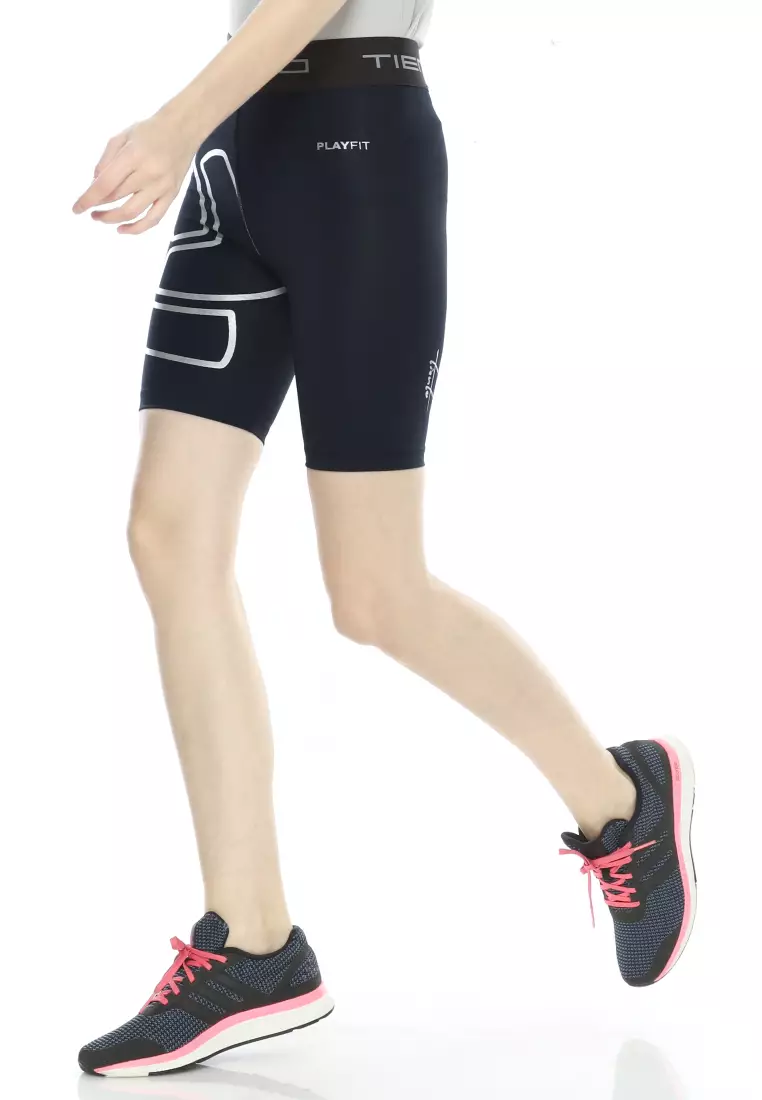 Tiento Baselayer Leging Celana Pendek Ketat Olahraga Pria Legging Sport Short Pants EXO Series Black Gold Men