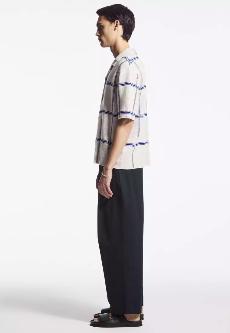 Checked Knitted Short-Sleeved Shirt