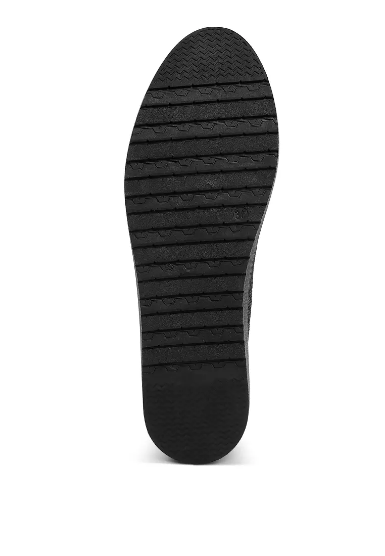 Sepatu Balet Datar Rajutan Warna Hitam