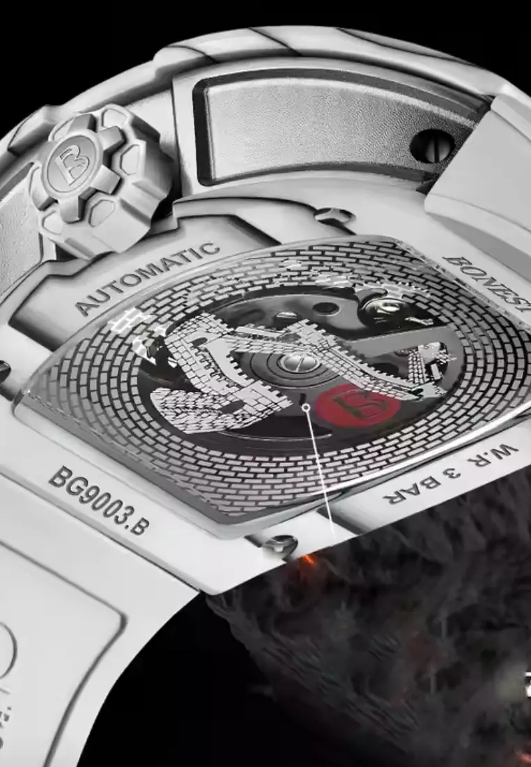 "Great Wall of China" Automatic Unisex Carbon Fiber Watch, Rubber Strap