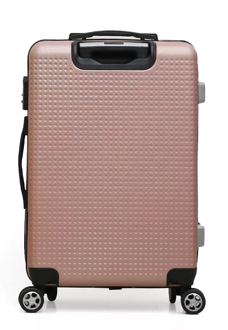 Isvara Tas Koper Hardcase One Set Unisex Large Compartment Suitcase Code Lock System Material ABS+PVC Coated ORIGINAL - Rose Gold