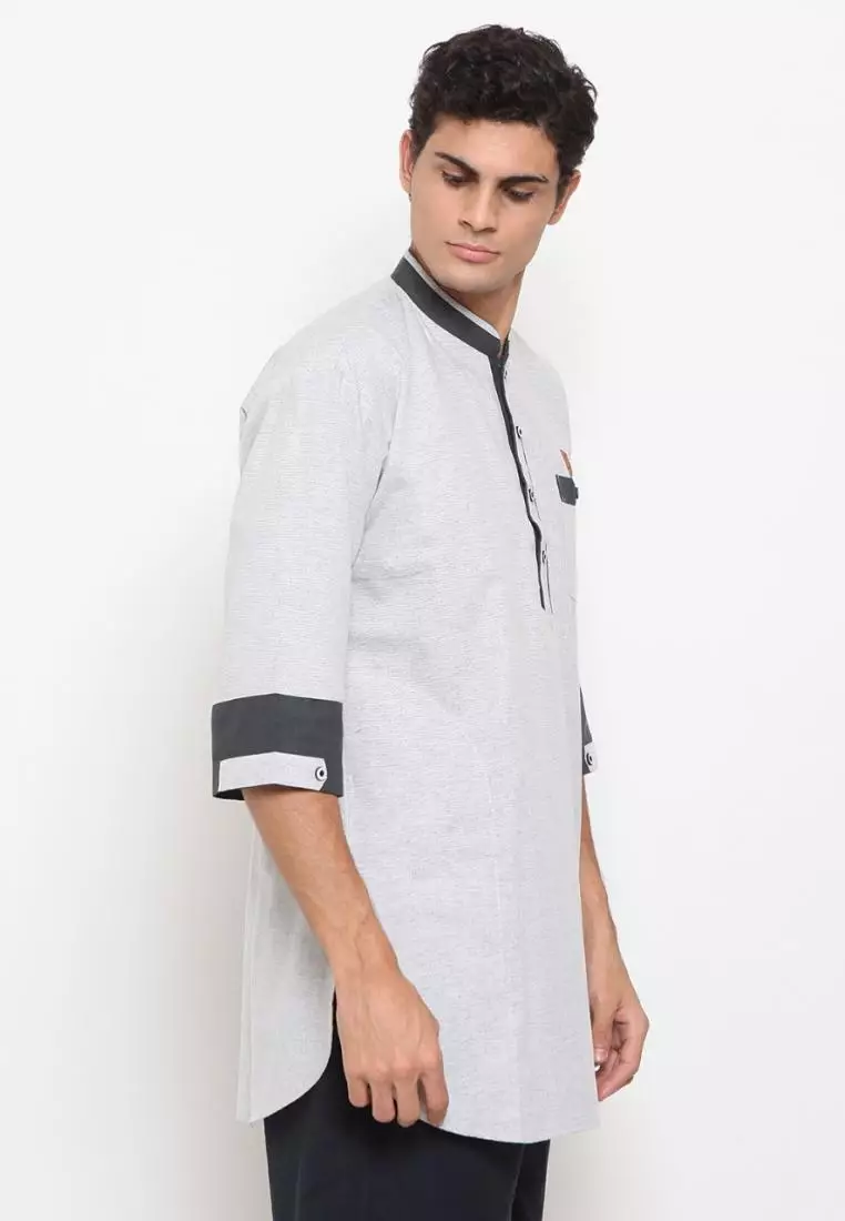 Zayidan Baju Koko Gamis Muslim Pria Nazran - Silver