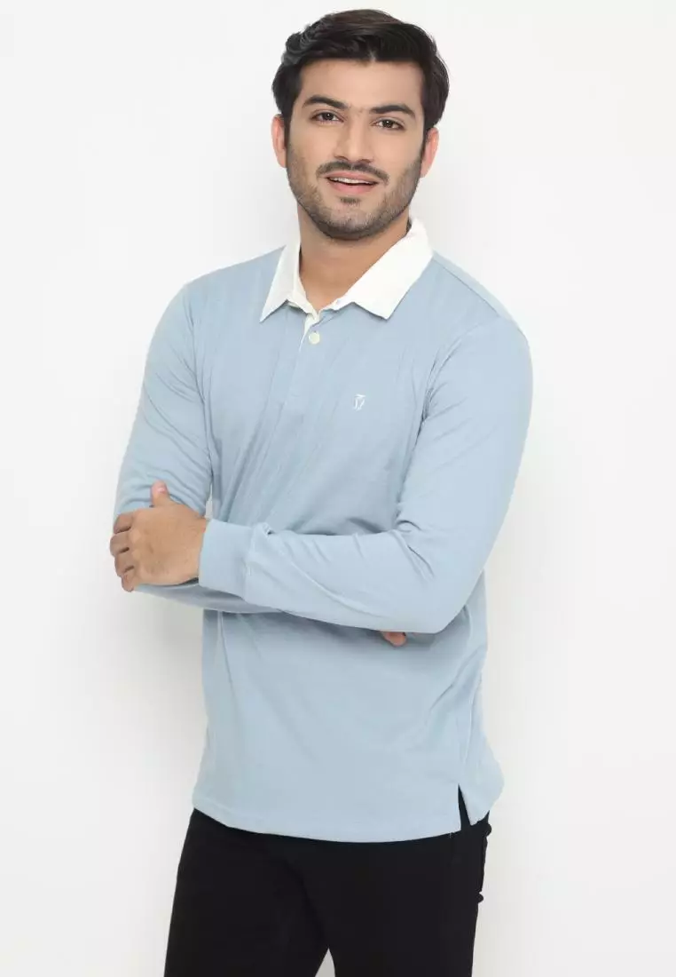 Matsuda Kaos Rugby Polo Shirt Pria Lengan Panjang Fujidera