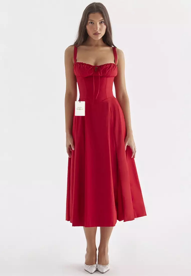Backless Slim Suspender Slit Dress LBH-D1313