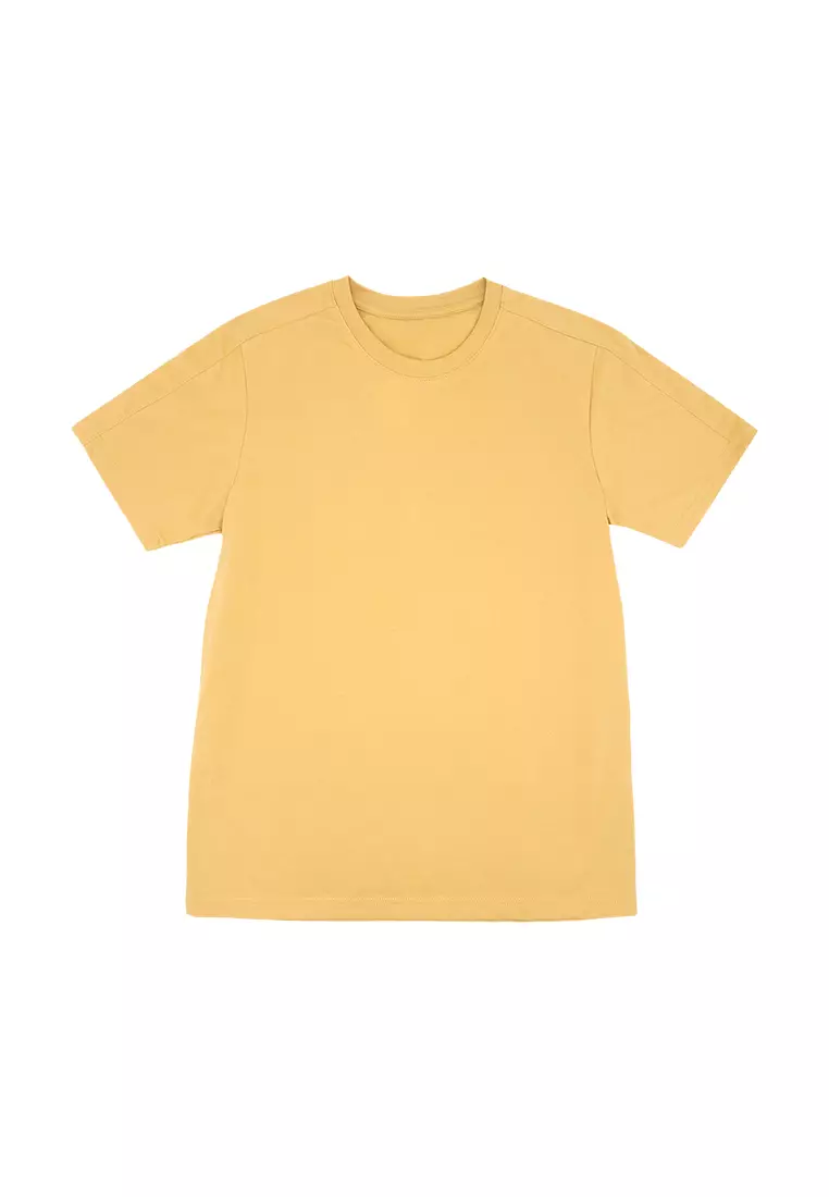 Men's Basic Round Neck T-Shirt with Shoulder Cut&Sew - Prarie Sand