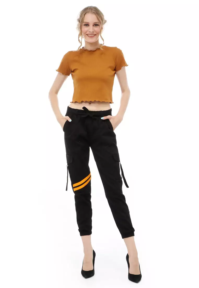 Jourel Jogger Pants Wanita Style Knee Line Material Combed twell Stretch Premium ORIGINAL - Black